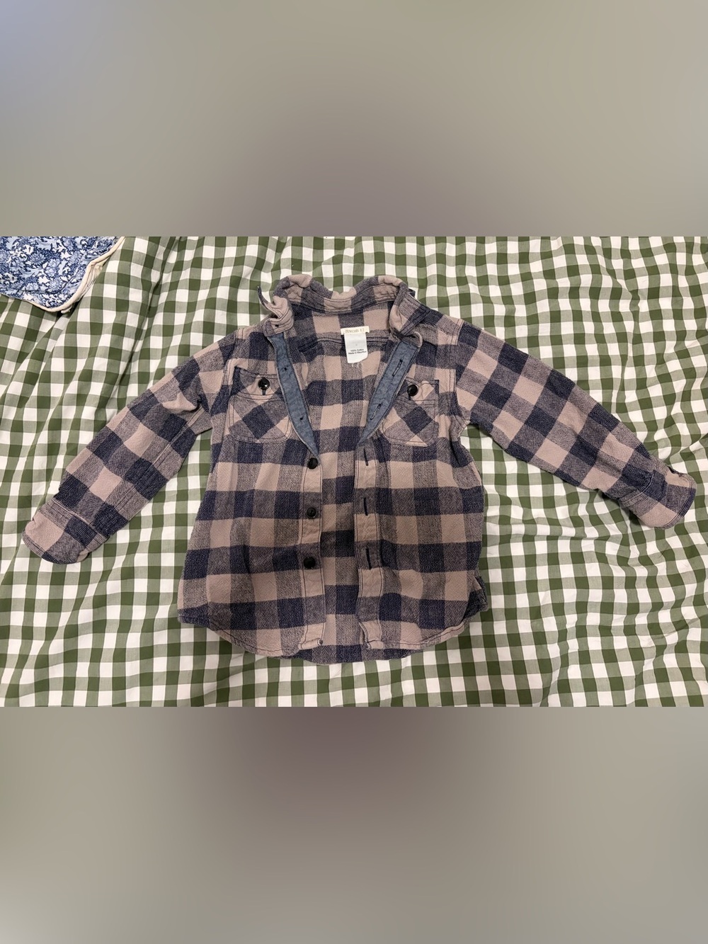 Crewcuts Plaid Button-Down Shirt in Navy & Cream